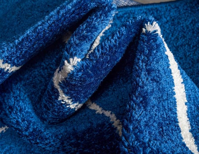 Unique Loom Trellis Frieze Collection Area Rug - Geometric (2' x 6' 1" Runner, Navy Blue/ Ivory)