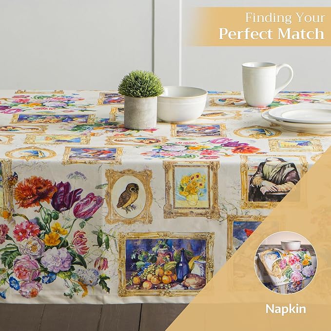 Maison d' Hermine Table Cloth Rectangle Table 100% Cotton 60 x 90 Inches Tablecloth Reusable Decorative for Dining Room Farmhouse Home Valentines Day Decorations Spring Summer - Masterpiece