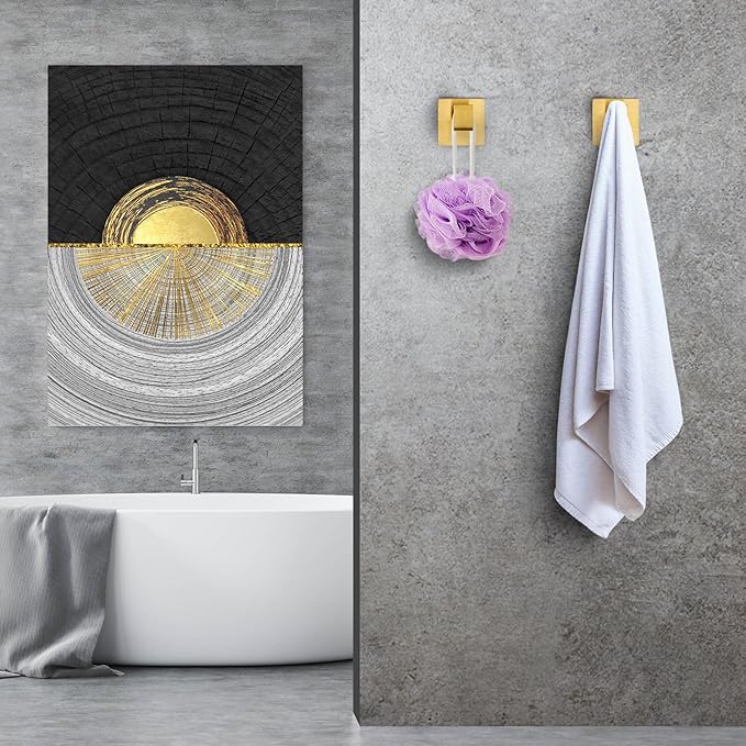 Towel Hooks for Bathrooms Robe Hook Coat Hook 4 Pack Brushed Gold Stainless Steel Heavy Duty Wall Mounted Square Hooks for Bathroom Kitchen Bedroom