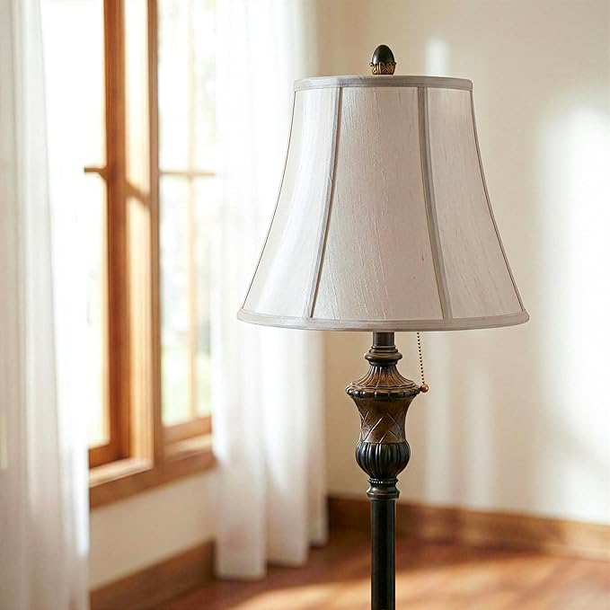 Brightech Sophia LED Floor Lamp, Tall Mid-Century Modern Lamp with Bell Shape Fabric Shade, Great for Bedroom & Living Room Decor - Bronze