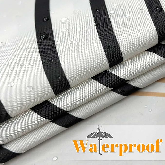 Boho Mid Century Leaf Shower Curtain Set,Arch Sun Design,Minimalistic Leaves Pattern,Waterproof and Luxurious Fabric-12 Hooks(Black and White-72" x 72")