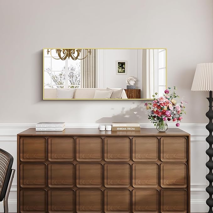 KOCUUY Gold Bathroom Mirror, 20"x48" Rectangle Bathroom Mirror for Wall, HD Tempered Glass, Anti-Rust Frame, Modern Design for Bathroom, Bedroom, Living Room, Entryway