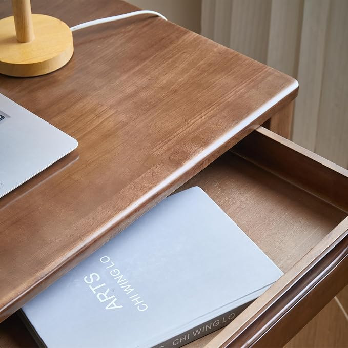 Widen Solid Wood Desk with Drawers,39"X24" Wood Writing Desk for Small Space,Student Computer PC Desks,Home Desks for Work,Gaming Study Desk for Bedroom Escritorios Desk Table (Walnut, 39“)