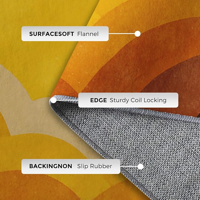 Boho Sun Rugs for Home Decor, 6x8 ft, Abstract Sunburst Retro Area Rugs for Living Room, Soft Non Slip Washable Mid Century Modern Carpet Bedroom Decorations Dt-Ghf-69