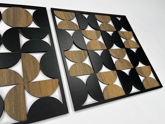 Large Bauhaus Inspired Wood Wall Art Panels, Mid Century Boho Style with Geometric Shapes, Modern Wall Art Gift for Interior Decoration