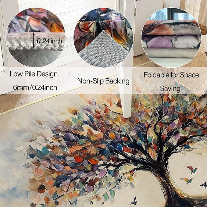 Geometric Rug, Mid Century Modern Rug, Abstract Colorful Geometric Rugs, Washable Non-Slip Soft Low Pile Vintage Abstract Carpet for Living Room, Bedroom (9' x 11'(Rectangular))