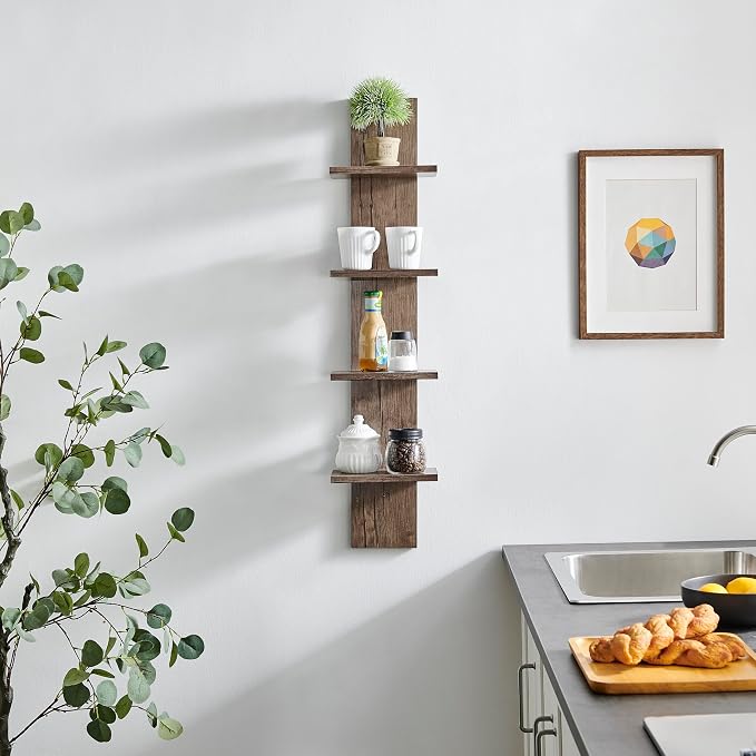 Danya B. Arica Utility Column 4-Tier Spine Wall Mount Shelves (Hickory)