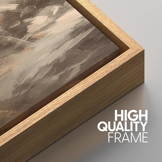 SIGNWIN Framed Canvas Print Wall Art Set Warm Earth Tone Brushstroke Abstract Illustrations Modern Art Decorative Boho Relax/Zen Nordic for Living Room, Bedroom, Office - 24"x36"x3 Natural