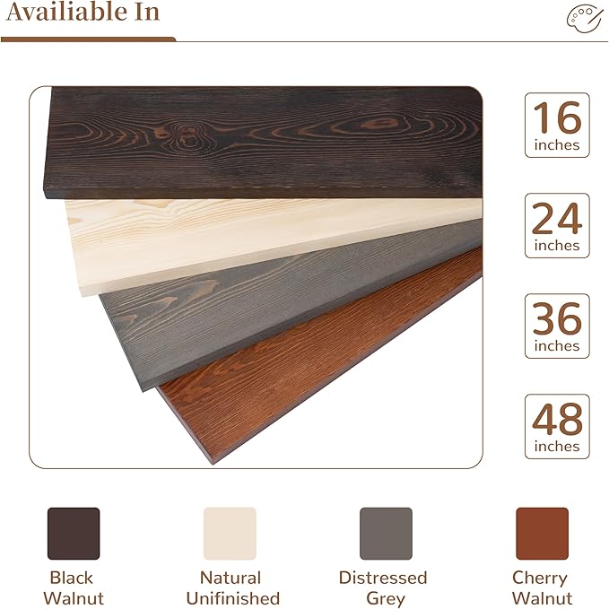Marsmiles Wood Floating Shelves | 48 Inch Dark Wood Wall Shelves Set of 1 | 48" W x 6.7" D Rustic Wooden Shelves for Bathroom Kitchen Living Room Bedroom