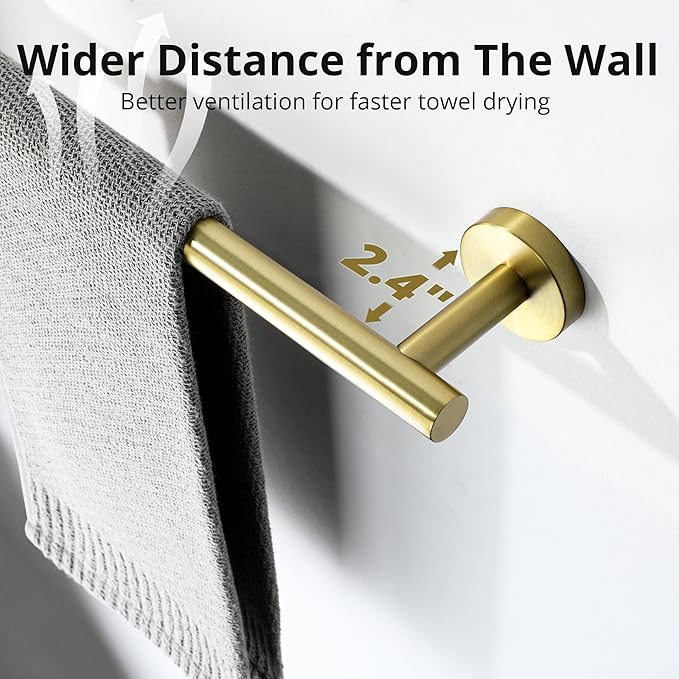 SAYAYO Towel Racks for Bathroom, 31.5 Inch Towel Bar Brushed Gold, Towel Rod Wall Mount, SUS304 Stainless Steel Towel Holder (29 Inch Total Length)