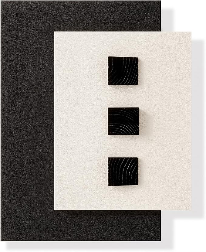 Cuspin Large Black and White Textured Wall Art for Living Room, Modern Minimalist 3D Artwork for Walls, Wood Blocks Paintings Wall Decor for Bedroom Dining Room Office Hallway