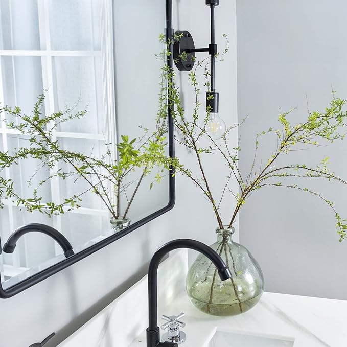 TEHOME Pivot Mirror Matt Black Tilt Vanity Mirror Large Black Metal Framed Rectangle Tilting Beveled Vanity Mirrors for Wall, Vertical Hanging, Overall 34.14 x 40 inches (Mirrror 30 x 40 inches)