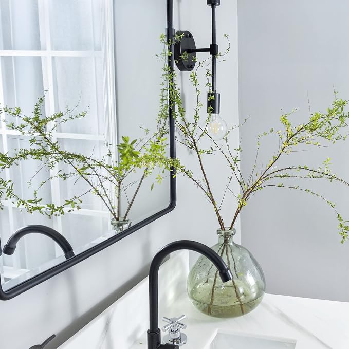 TEHOME Horizontal Pivot Mirror Black Tilt Mirror for Bathroom Beveled Metal Framed Pivoting Rectangle Bathroom Mirror, Overall 38.91x 23 inches (Mirrror 35 x 23 inches)