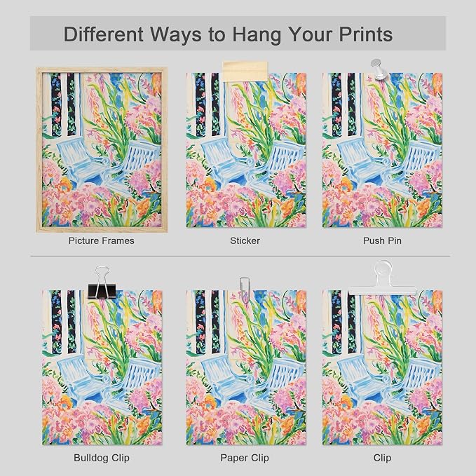 SIGNWIN Adhesive Canvas Poster Tropical and Floral Bright Botanical Preppy Room Decor Pink Decor Digital Art Modern Art Decorative Multicolor Scenic for Bedroom - 12"x16"x4