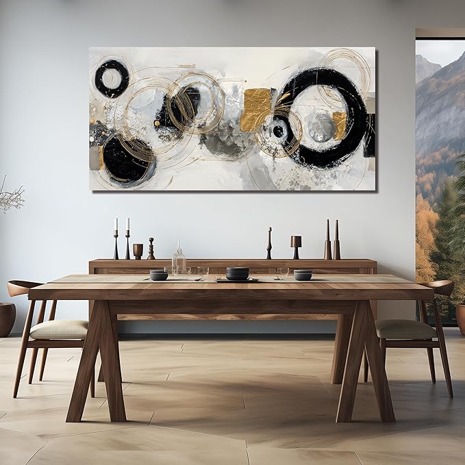Black White and Gold Prints Wall Decor for Bedroom Abstract Poster Wall Art for Office Large Wall Art for Living Room Size 29 x 58 Inch