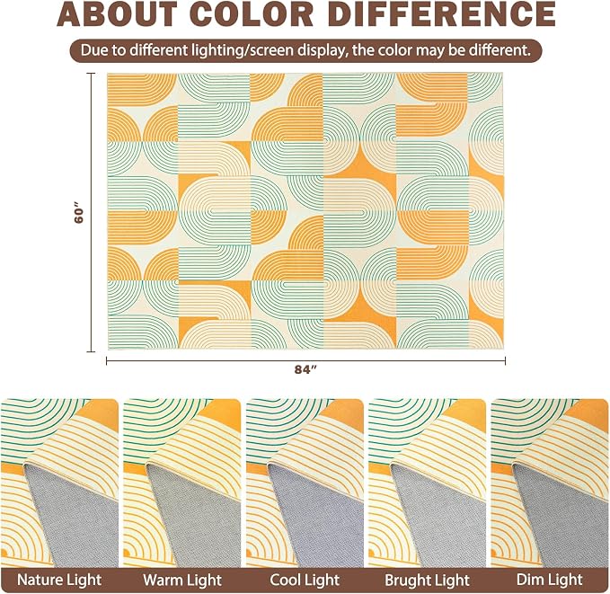 Area Rugs for Living Room 5x7, Washable Modern Abstract Rug for Bedroom, Soft Non-Slip Indoor Floor Carpet for Dining Room Nursery Office Home, Orange