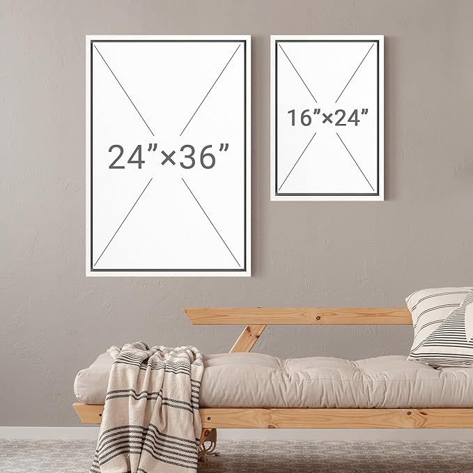 MUDECOR Framed Wall Art Print Set Neutral Abstract Modern Minimalist in Beige and Cream Tones Illustrations Modern Art Boho Decorative Colorful Chic for Living Room, Bedroom, Office - 24"x36"x3 White
