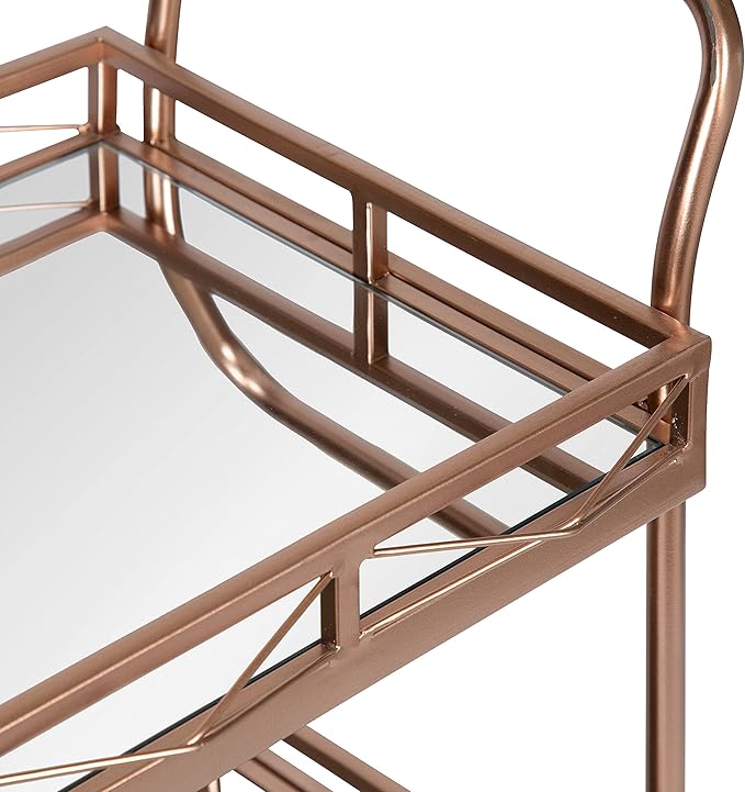 Kate and Laurel Ketia Glam Metal Bar Cart, 23 x 13 x 34, Rose Gold, Glamorous Three Tier Gold Bar Cart for Display and Storage