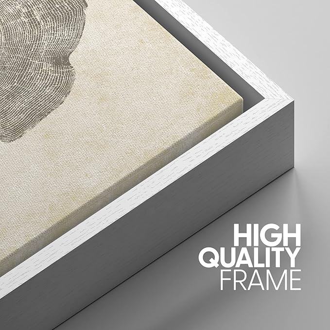 SIGNWIN Framed Canvas Print Wall Art Set Pastel Gray Wood Tree Ring Spirals Nature Abstract Drawings Modern Art Decorative Contemporary Minimal for Living Room, Bedroom, Office - 16"x24"x3 White