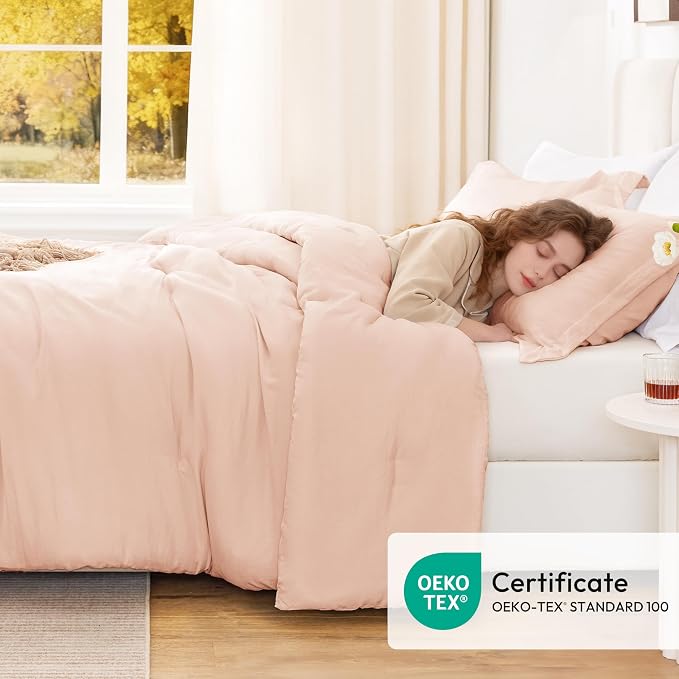 Love's cabin Pink Full Comforter Set, 3-Piece Prewashed Bed Set with 1 Comforter (79 x 90 in) & 2 Pillowcases, Lightweight & Breathable for All Seasons | Soft