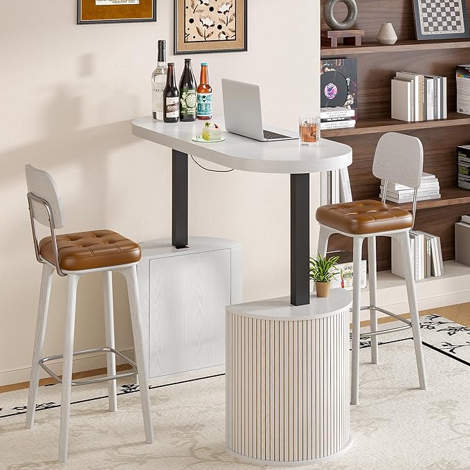 Mid Century Modern Electric Standing Desk with Storage, 55 x 22 Inch Small Sit Stand Up Desk, Wood Adjustable Height Computer Executive Desk for Home Office, Laptop, White