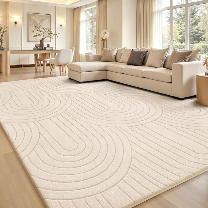 Sour Lemon 8x10 Area Rugs for Living Room, Soft Large Area Rug Modern Annualrings Rugs Machine Washable Area Rug, Non-Slip Rug Carpet for Bedroom Under Dining Table Home Office Decor