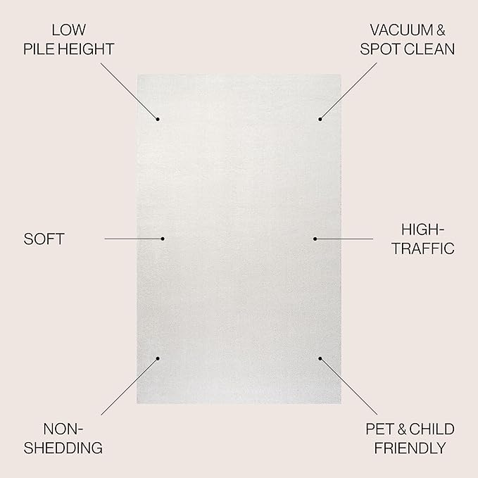 JONATHAN Y Haze Solid Low-Pile Cream 4x6 Oval Indoor Area Rug, Coastal,Bohemian,Minimalist,Classic, Easy-Cleaning for Living Room,Bedroom,Kitchen,Pet Friendly,Non-Shedding (SEU100T-4OV)