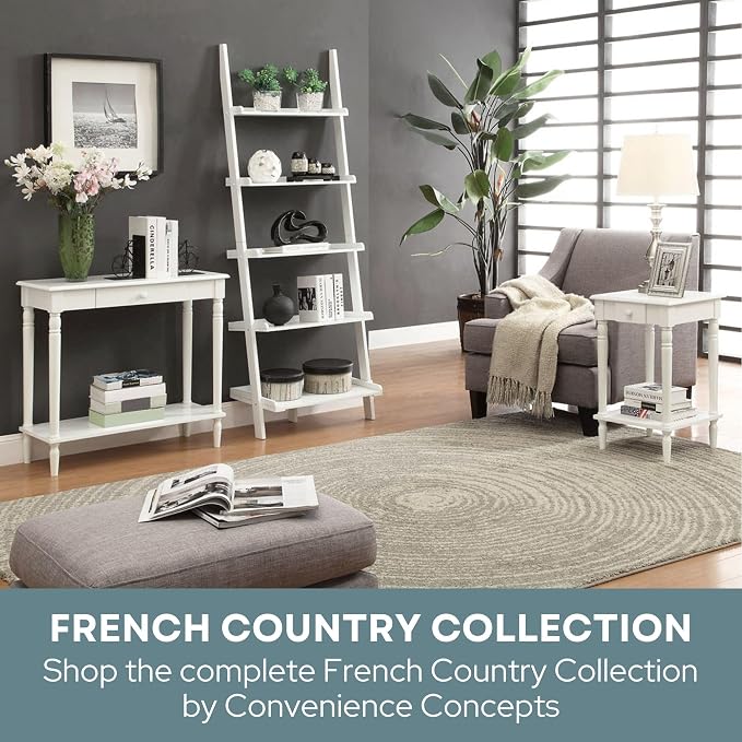 Convenience Concepts French Country Ladder Bookshelf 25" - Classic Living Room Bookcase for Traditional, Modern Office, Family Room & Home Office, Dark Walnut