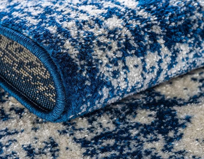 Unique Loom Bromley Collection Area Rug - Wells (5' 1" x 8' Rectangle Ivory and Blue/Ivory)