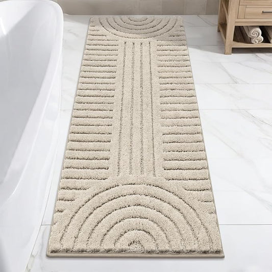 SHACOS Super Soft Bathroom Runner Rugs 24"x60" Non Slip Boho Bathroom Mats Microfiber Absorbent Carpet for Bath Room Machine Washable Shaggy Bath Rugs for Shower Bathtub Home Decor, 2'x5'