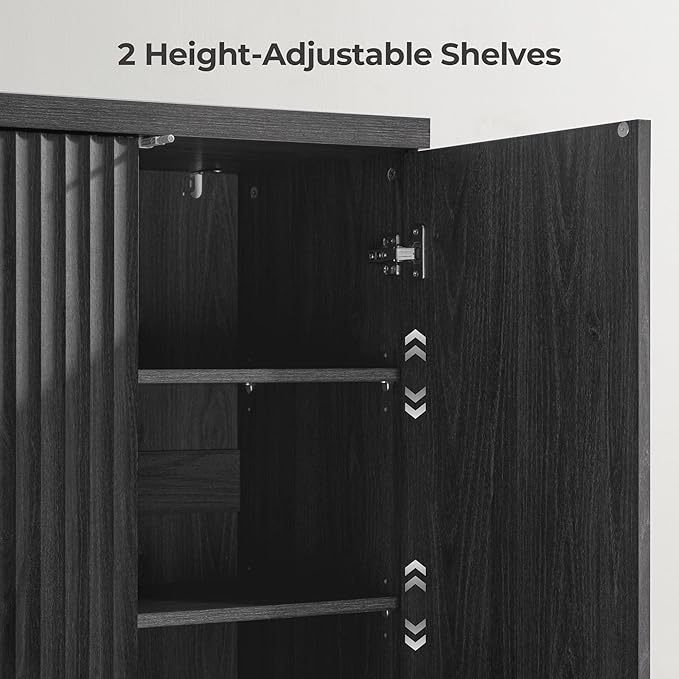 SICOTAS Buffet Cabinet with Storage Accent Sideboard Modern Credenza with Doors & Shelves Fluted Media Console Mid Century Coffee Bar Table for Living Room Kitchen Dining Room Hallway（2PCS）