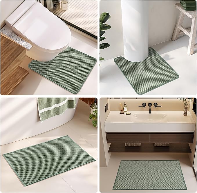 Large Bathroom Rugs Non Slip Washable Bath Rugs Super Absorbent Bathroom Rug Thin Quick Dry Low Pile Bath Mats, Sage Green 36"x48"