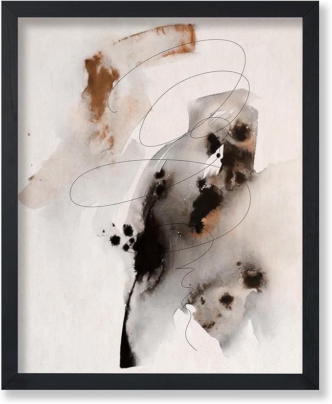 Poster Master Ink Wash Painting Poster - Line on Ink Wash Print - Ink Brush Art - Abstract Illustration - Line Design - Bedroom or Living Room Wall Decor - 18x24 UNFRAMED Wall Decor