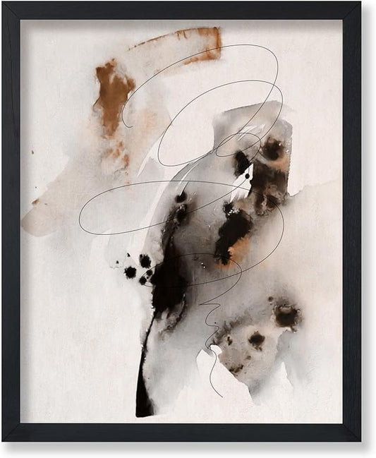 Poster Master Ink Wash Painting Poster - Line on Ink Wash Print - Ink Brush Art - Abstract Illustration - Line Design - Bedroom or Living Room Wall Decor - 18x24 UNFRAMED Wall Decor