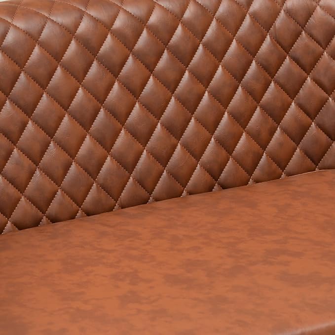 KINWELL 50" Faux Leather Loveseat Sofa with 2 Swivel Barrel Chairs, Brown | for Small Spaces