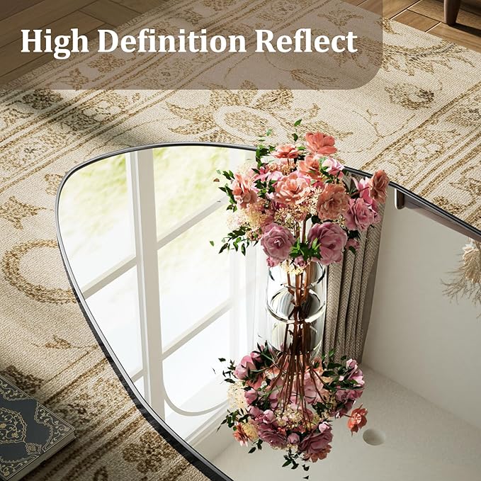 Full Length Mirror - 67"x24" Irregular Diamond Shaped Floor Mirror Aluminum Frame Floor Mirror Full Length for Bedroom Living Room Cloakroom Decor Black