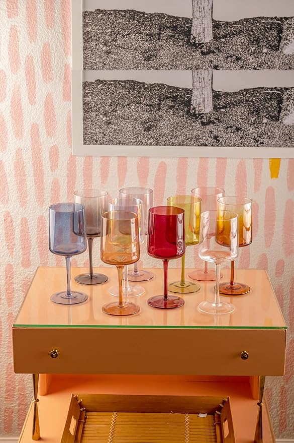 Karma Mid Century Wine Glass Amber Set Of Eight