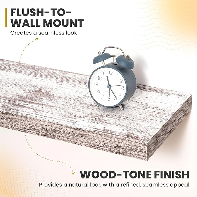 72 Inch Floating Shelves, 9.3" Deep Floating Shelf Wall Mounted, 72" Wall Shelves, Rustic Deep Bookshelf, Large Display Shelves & Storage Shelves for Bedroom, Living Room, Rustic, Set of 2