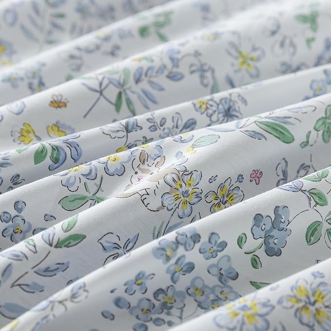 HoneiLife Cotton Duvet Cover King - Floral Comforter Cover 3-PC, Flower Bedlinen Set with Zipper Closure & Corner Ties, Wildflower Comforter Cover Sets All Season Use