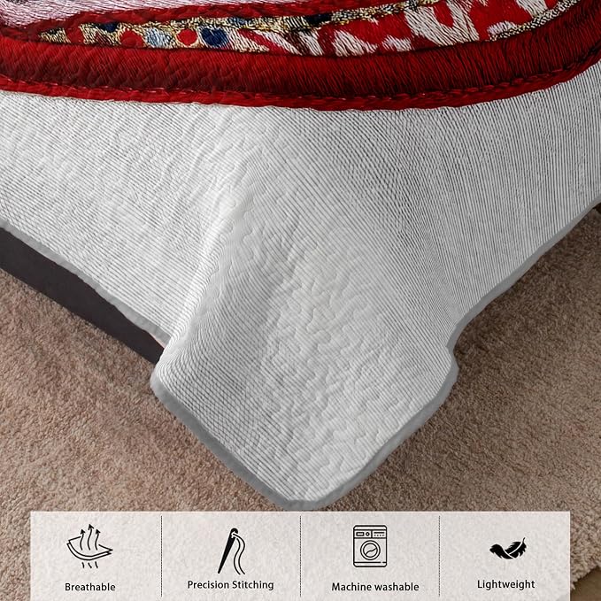 AILONEN Red Knitted Heart Quilt Set King Size,Heart Reversible Bedding Sets,Romantic Moment Bedspread Coverlet with 2 Pillowcases,3-Piece,Soft Lightweight Microfiber