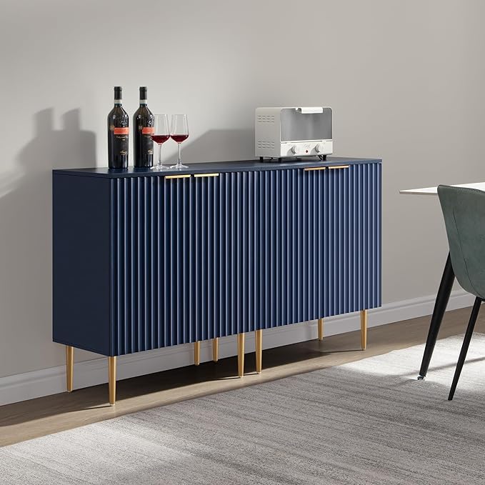 SICOTAS Sideboard Buffet Storage Cabinet, Modern Accent Cabinet with Doors& Adjustable Shelf, Credenza Buffet Table Console Coffee Bar for Kitchen Living Entryway, Navy Blue