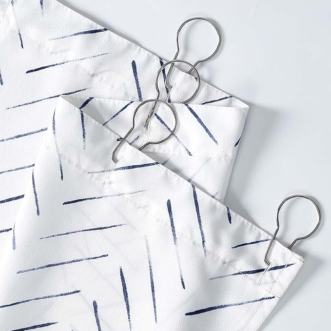 jinchan Small Stall Blue and White Shower Curtain 36x72 Inches Inky Herringbone Chevron Zig Zag Waterproof Fabric Modern Farmhouse Shower Curtains for Bathroom with 7 Hooks