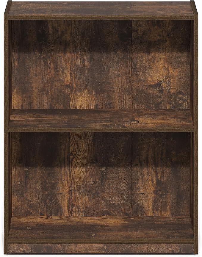 Furinno Gruen Book Shelf, 2-Tier Small Bookshelf, Bookcase with Open Shelf, 9.3 x 21.8 x 27, for Organization and Storage, for Living Room, Bedroom, Home Office, Amber Pine
