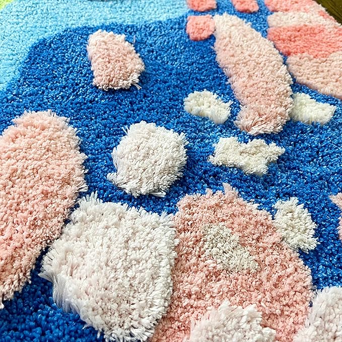 UKELER Colorful Moss Rug for Laundry Room 3D Shag Moss Area Rugs Non Slip Washable Decorative Rugs for Bedroom Playroom Hallway 55''x27.5''