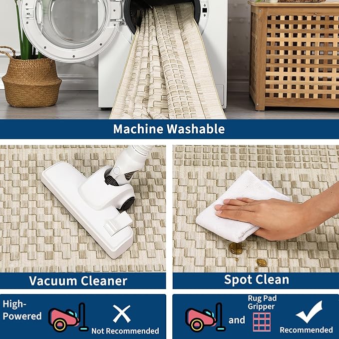 Washable Area Rugs 10x13 Rug for Living Room Modern Grey Rug Plaid Large Area Rug for Bedroom Decor Rustic Non Slip Throw Rugs Low Pile Stain Resistant Carpet for Office Dining Room 10'x13'