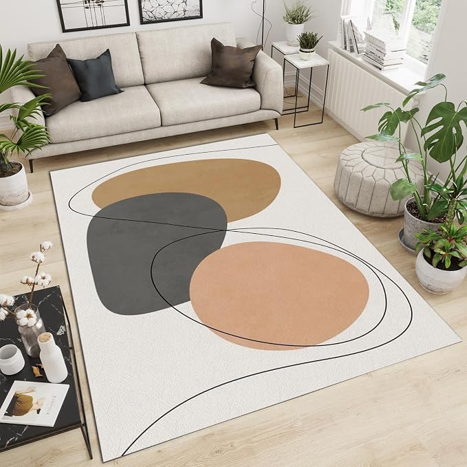 3x4 Area Rugs Abstract Mid-Century Geometry Rugs Floor Carpet, Irregular Geometric Art Indoor Non-Slip Rugs for Room Sofa Living Room Mat Bedroom Home Decor Floor Mats