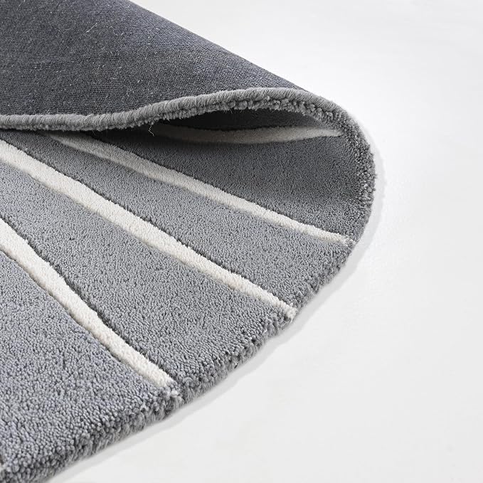 Restoration and Renovation Modern Round Area Rug – Hand-Tufted with 100% NZ Wool, Thick & Soft Circular Carpet for Living Room, Bedroom & Dining Room Decor (Grey, 7' Round)