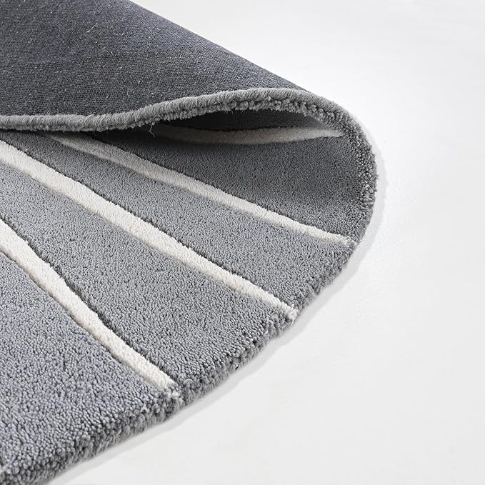 Modern Round Area Rug – Hand-Tufted with 100% NZ Wool, Thick & Soft Circular Carpet for Living Room, Bedroom & Dining Room Decor (Grey, 9' Round)