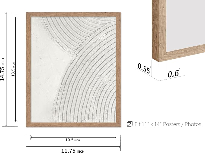 Poster Master Soft Lines Poster - Spiral Circle Print - Texture Art - Abstract Art - Mid Century Modern Art - Aesthetic Art - Acrylic Waves Art - Rustic Bedroom Wall Decor - 11x14 Beige Framed