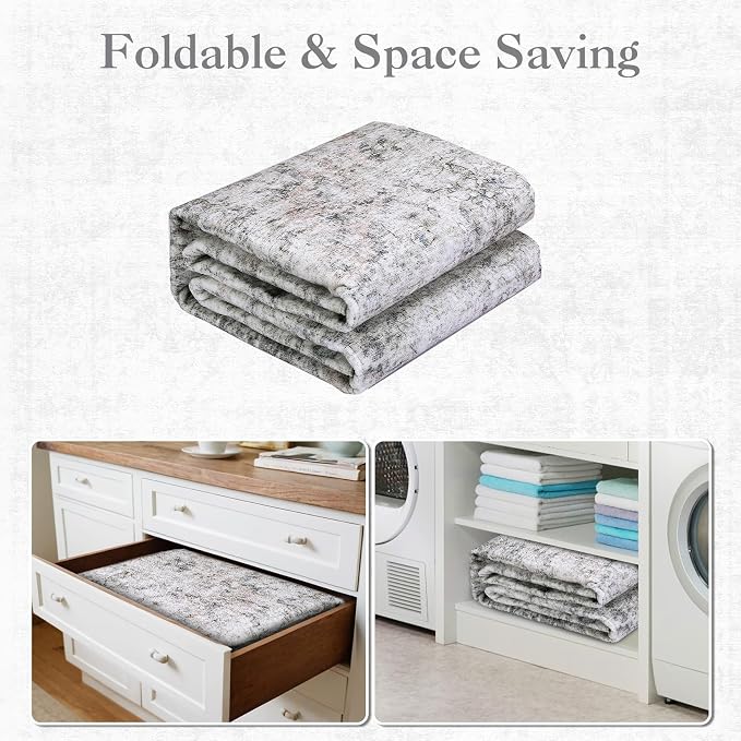 Washable Boho 10x13 Area Rug for Living Room Low Pile Soft Bedroom Rugs Non Slip Distressed Medal Print Large Indoor Carpet Thin Foldable Boho Vintage Carpet for Playroom Farmhouse, Beige